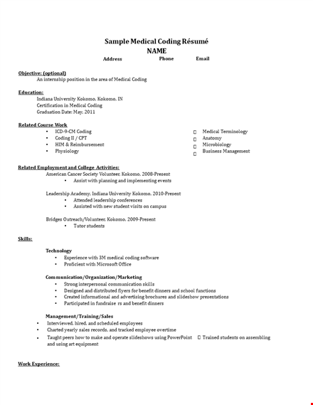 medical work resume sample template
