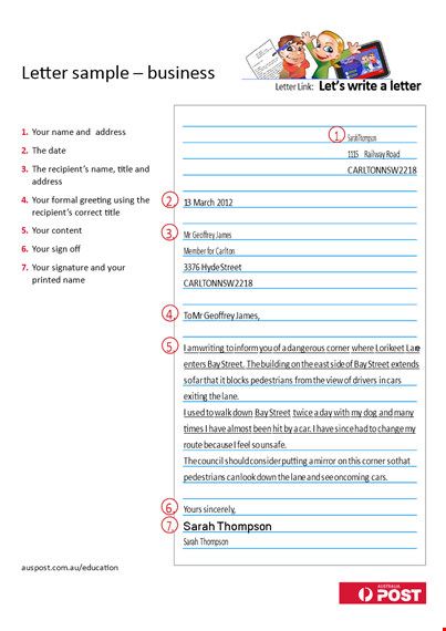 letter sample business format template
