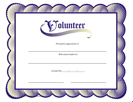 volunteer certificate template example template