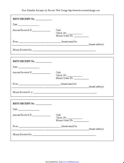 rent receipt template: money received from your tenant template