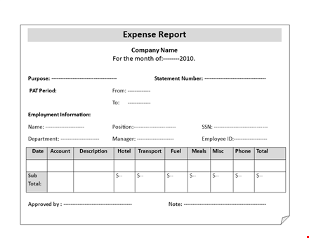 expense report template - create comprehensive reports for your company template