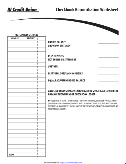 track your finances with our checkbook register - balance and statement shown for ending checkbook template