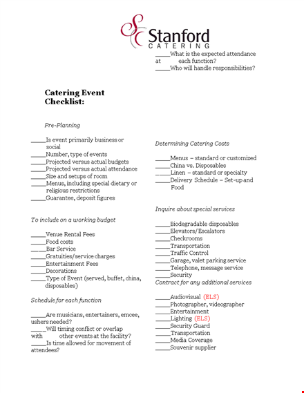 catering event checklist template
