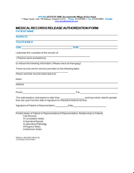 authorize medical records release with our convenient form template