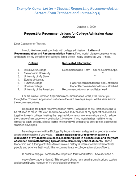 college letter of recommendation forms | expert recommendations template