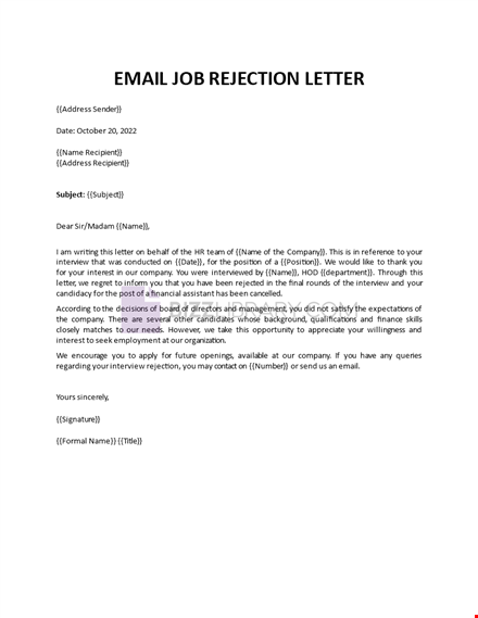 job rejection email template