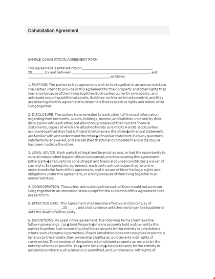 create a cohabitation agreement template that protects property rights template