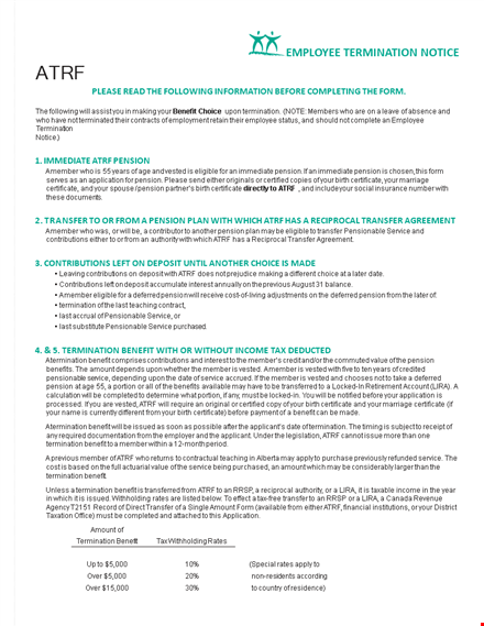 employee termination notice form template