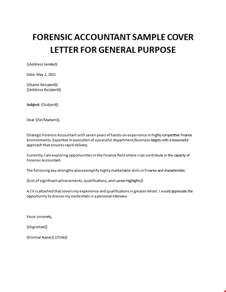 forensic accountant cover letter template