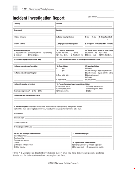 incident investigation report template template