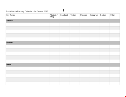 social media planning calendar template template