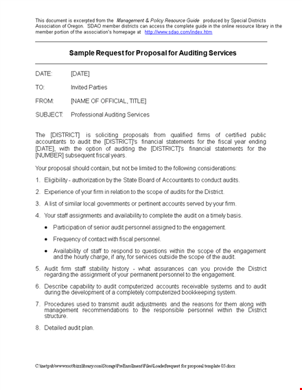 effective request for proposal template for board and district reporting and auditing template