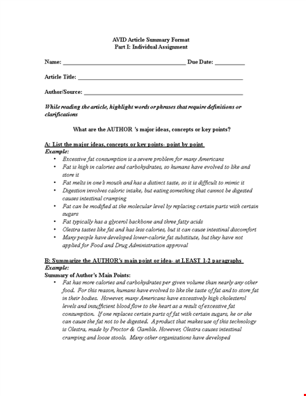 sample article summary template - write effective summaries easily | [company name] template
