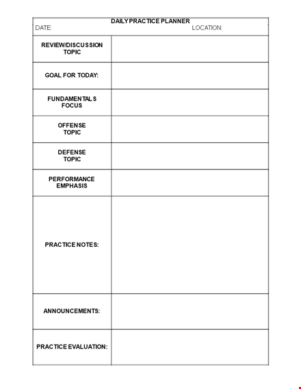 coaching daily practice planner template