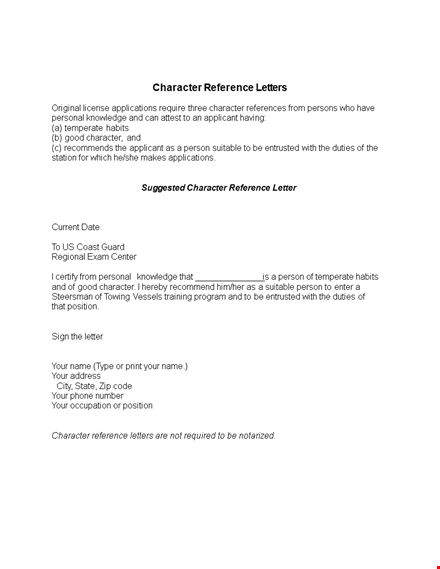expertly crafted character witness letter - boost your applications template