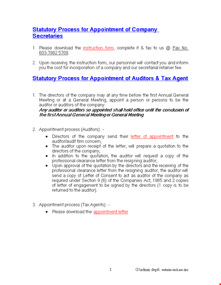 tax agent appointment letter example template