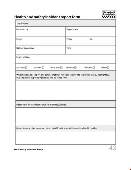 health and safety incident report template - efficient safety and health incident reporting template