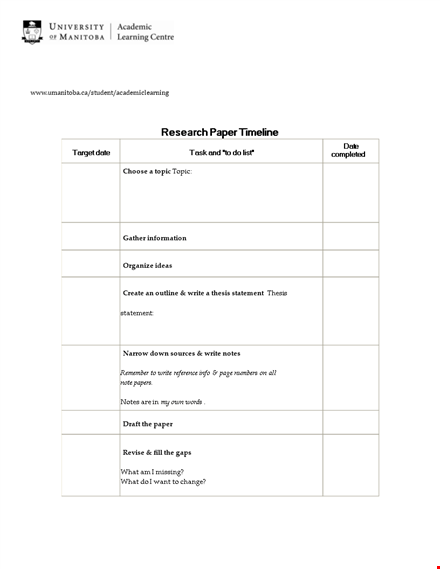 research paper timeline template