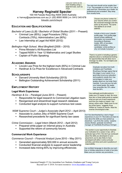law cv template