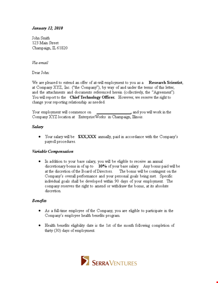 company offer letter template