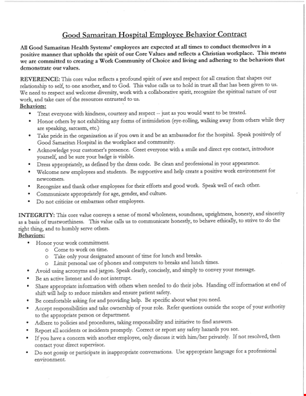 employee behavior contract template - improve workplace behavior and performance template
