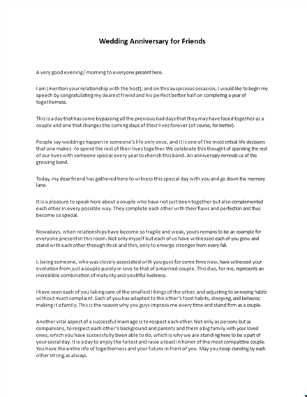 anniversary speech template