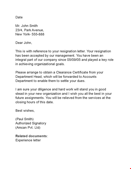 get your resignation processed with a professional relieving letter - smith template
