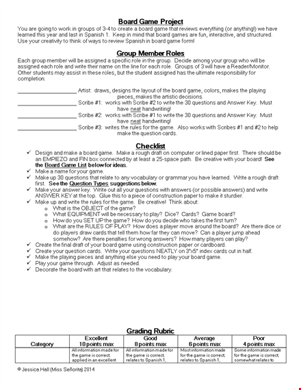 grading rubric template and cards - board rules in spanish | seo-optimized meta title template template