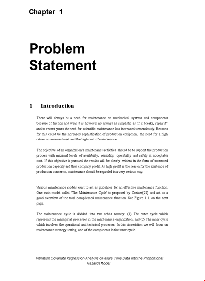 effective problem statement template for renewal and overcoming failure - reduce vibration template