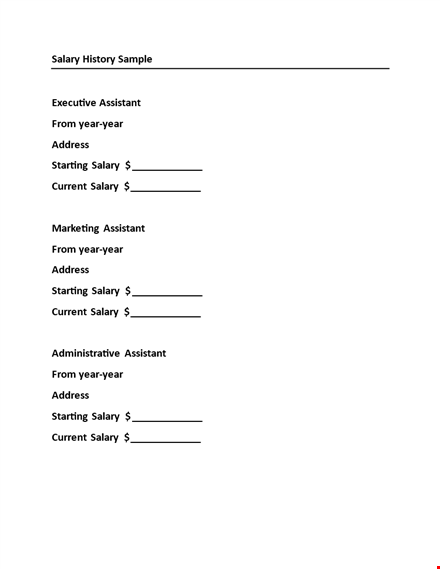 salary history template - track your salary, assistants, address template