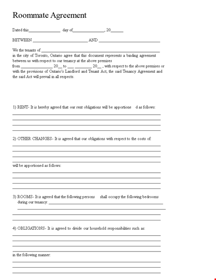 create a harmonious home with our roommate agreement template - agreed by all tenants template