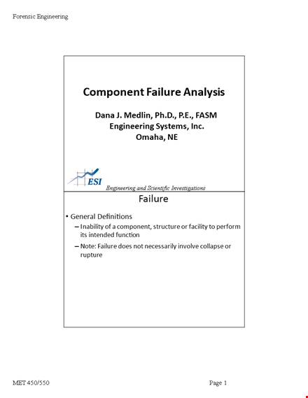 component failure analysis template template