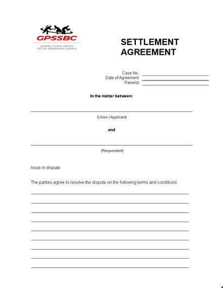 expert settlement agreement assistance - resolve disputes with unions template