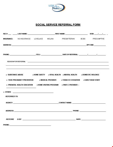 service referral form template template