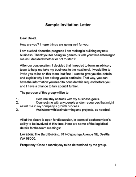 invitation letter for group meeting at building template