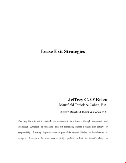 lease exit strategy template template