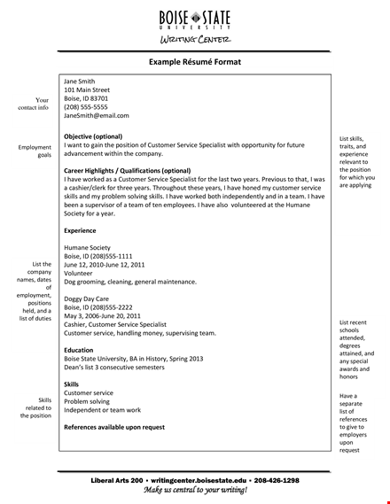 printable sample resume format template