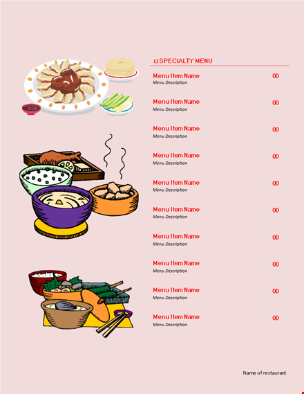 menu templates - customizable and printable template