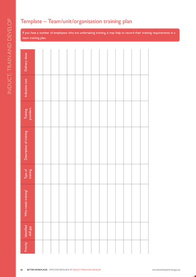 team training plan schedule template template