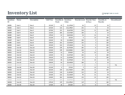 excel inventory sheet template template