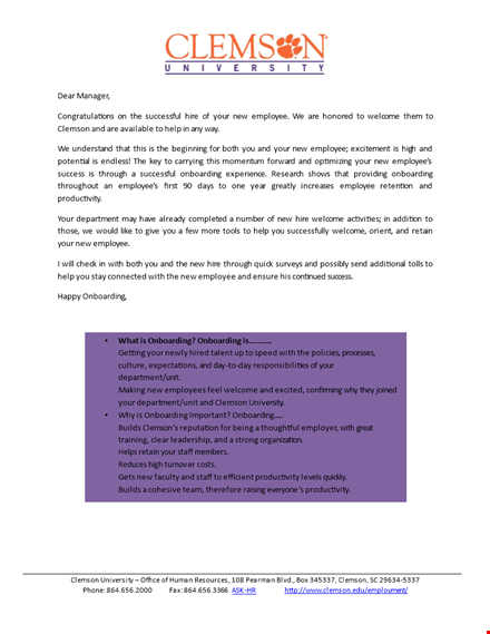 employee congratulations letter | department | clemson | buddy template