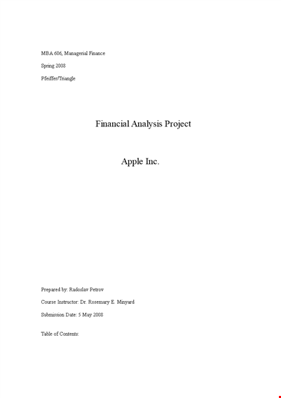 financial analysis project report template template