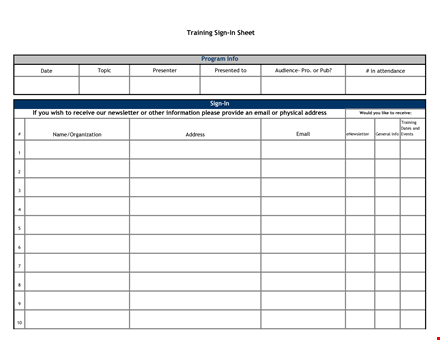 training attendance sign in sheet template template