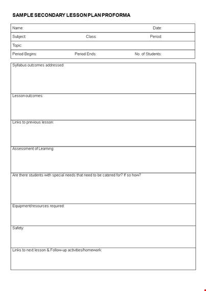 effective lesson plan template for students template