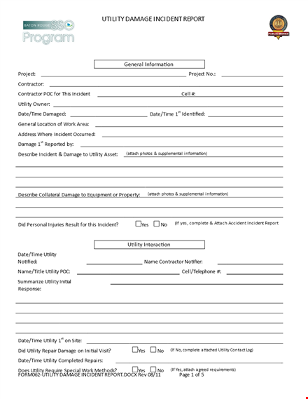 damage incident template - file a comprehensive report with ease - utility template