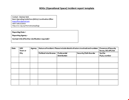 secure your operational space with an incident report template template