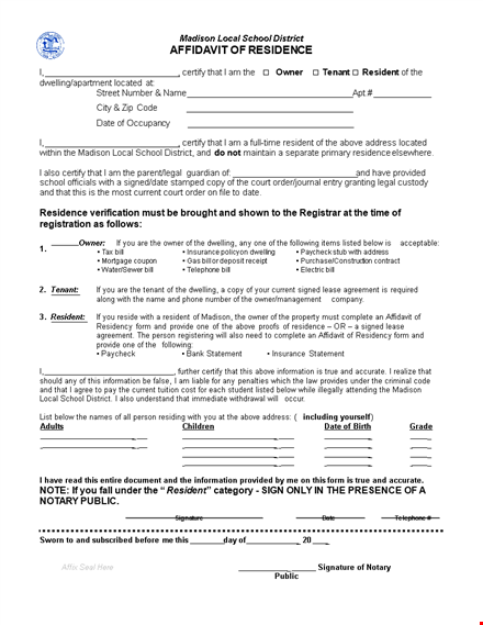 get your proof of residency letter now - owner and resident options - madison template