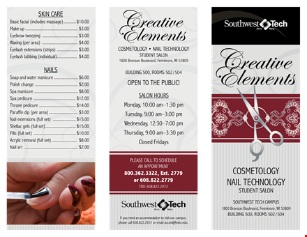 creative elements salon price list - find affordable prices for color and foils template