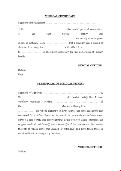 medical certificate letter template - certify medical with signature template