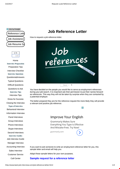 request for recommendation letter for job template